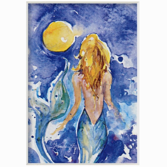 Mermaid Print in Mat from original painting by Kathy Morton Stanion - Moon Wish - Picture 1 of 4